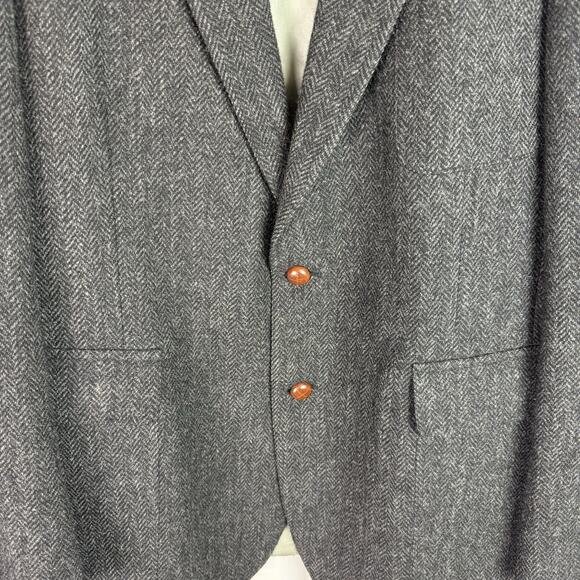 Ralph Lauren CHAPS 38R Heavy Tweed Sport Coat Black & Gray w/ Green Check VTG - Picture 3 of 14
